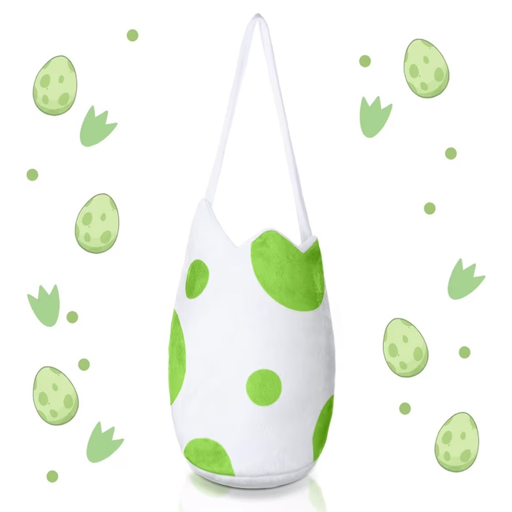 Dinosaur Egg Trick or Treat Bag White Green Dino Egg Bag